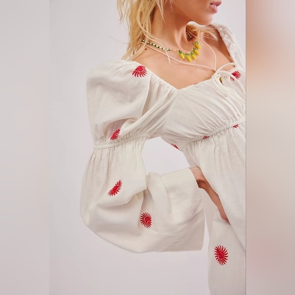 NWOT Free People Emory Embroidered Midi Dress $168  Small - Picture 5 of 9